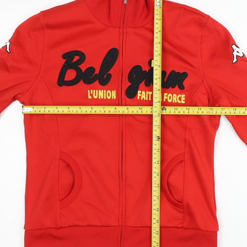 Kappa Women’s Red Track Jacket Size 8 Belgium Logo Full Zip Sportswear