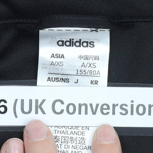 Adidas Womens Black Size 6 Track Jacket Full Zip Sportswear