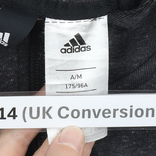 Adidas Womens Black Full Zip Hoodie Size 14 UK Cotton Blend
