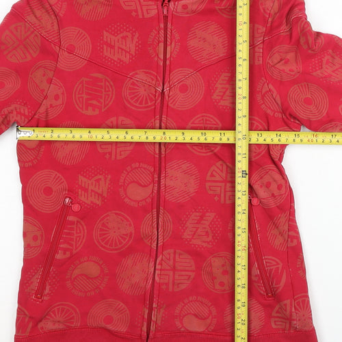 Nike Women’s Red Full Zip Hoodie L Cotton Graphic Print