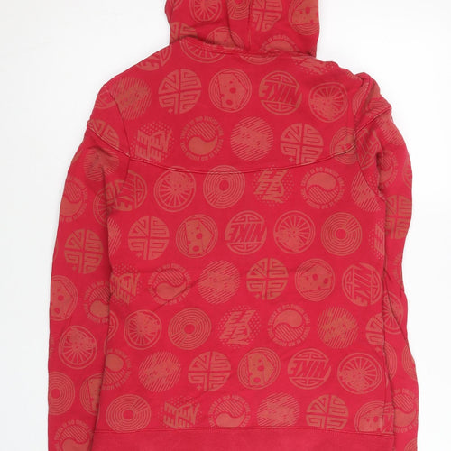 Nike Women’s Red Full Zip Hoodie L Cotton Graphic Print