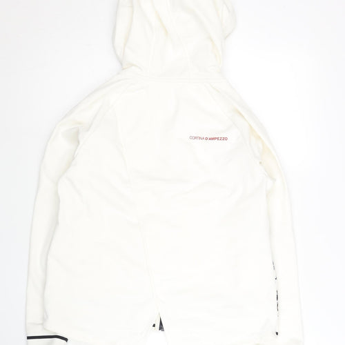 Fila Women’s White Track Jacket Size 8 Geometric Hooded Full Zip