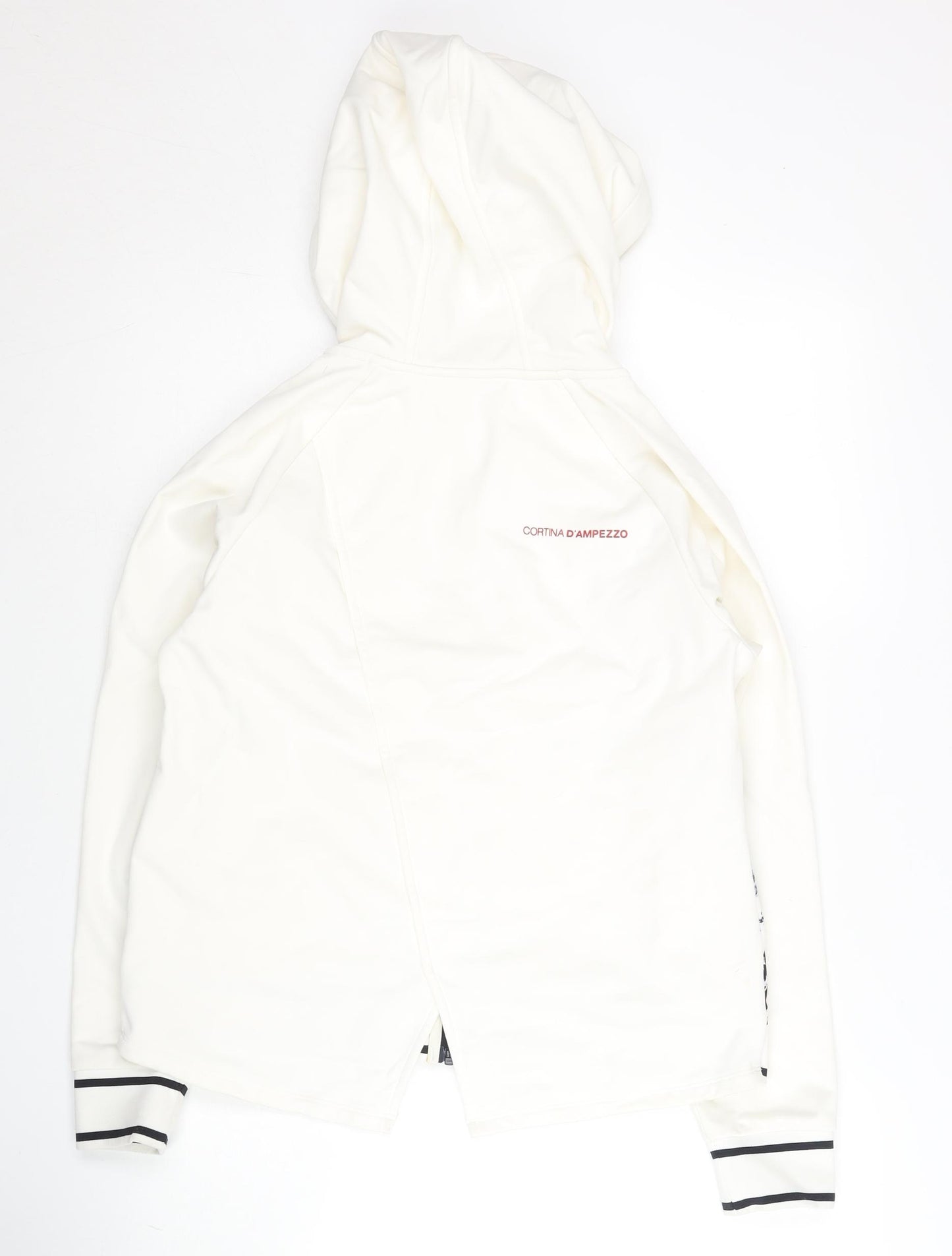 Fila Women’s White Track Jacket Size 8 Geometric Hooded Full Zip