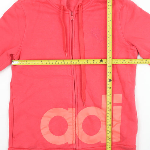 Adidas Womens Pink Full Zip Hoodie Size 12 Regular Fit Logo