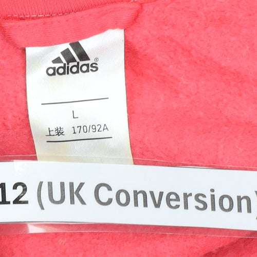 Adidas Womens Pink Full Zip Hoodie Size 12 Regular Fit Logo
