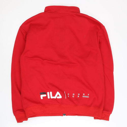 Fila Women Red Track Jacket Size 10 Cotton Full Zip Sportswear
