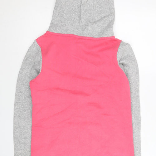Adidas Womens Hoodie Pink Grey Size 8 Full Zip Sportswear