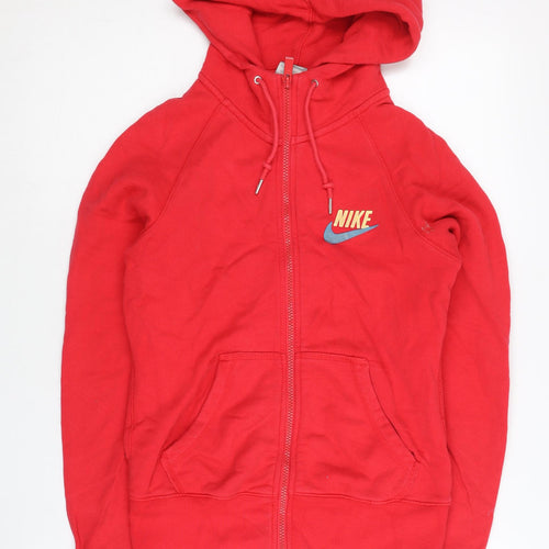 Nike Women’s Red Full Zip Hoodie Medium 100% Cotton Sportswear