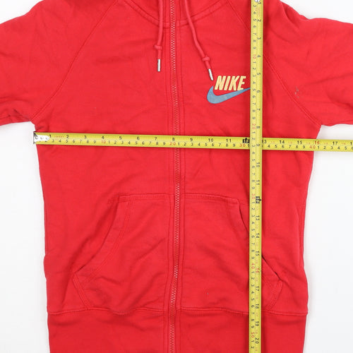 Nike Women’s Red Full Zip Hoodie Medium 100% Cotton Sportswear