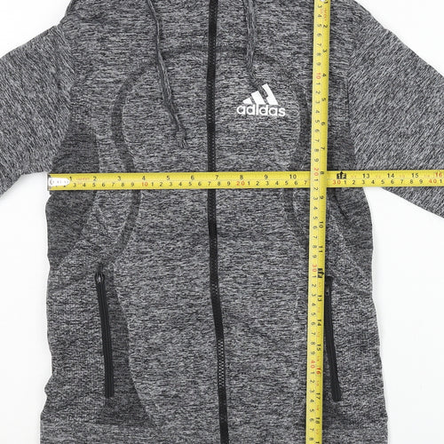 Adidas Womens Grey Slim Fit Track Jacket S Hooded Full Zip