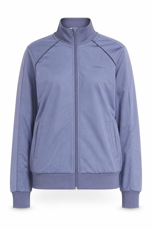 Front view of Adidas Women Blue Track Jacket UK 10 Full Zip Sportswear