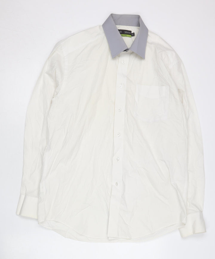 Marks and Spencer Men’s White Long Sleeve Button-Up Shirt 15.5in Regular Fit 39-40 in