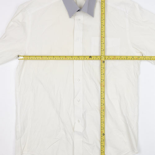 Marks and Spencer Men’s White Long Sleeve Button-Up Shirt 15.5in Regular Fit 39-40 in