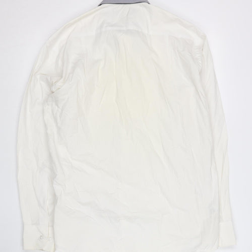 Marks and Spencer Men’s White Long Sleeve Button-Up Shirt 15.5in Regular Fit 39-40 in