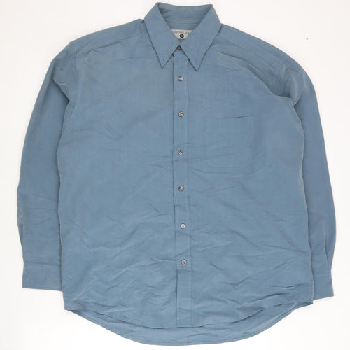 Jonathan Adams Mens Blue Short Sleeve Modal Blend Button-Up Shirt Size M