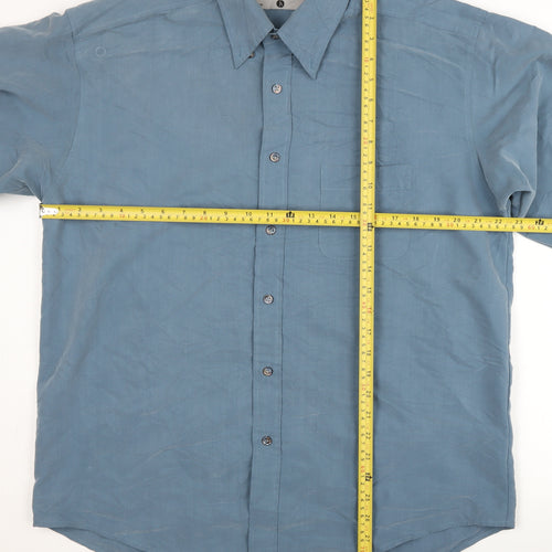 Jonathan Adams Mens Blue Short Sleeve Modal Blend Button-Up Shirt Size M