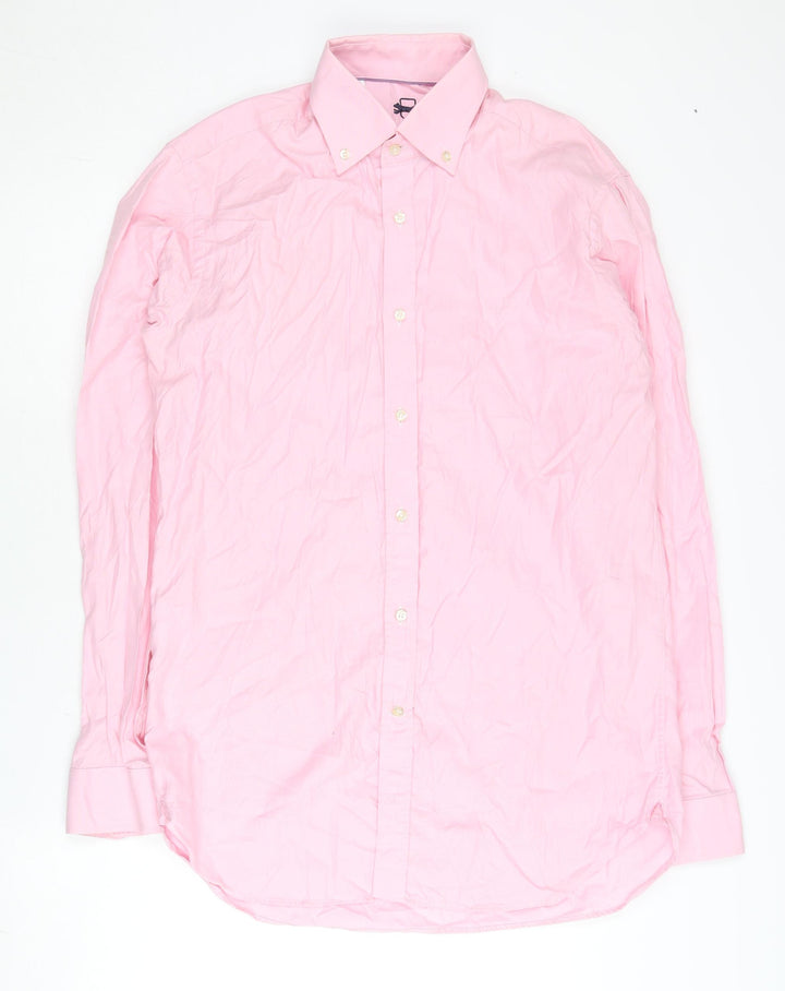 Paul Costelloe Men's Pink Long Sleeve Button-Up Shirt Size 15