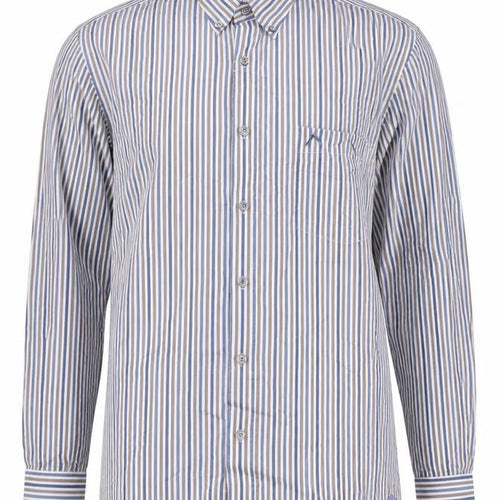 Austin Reed Mens Large Blue Striped Cotton Long Sleeve Shirt