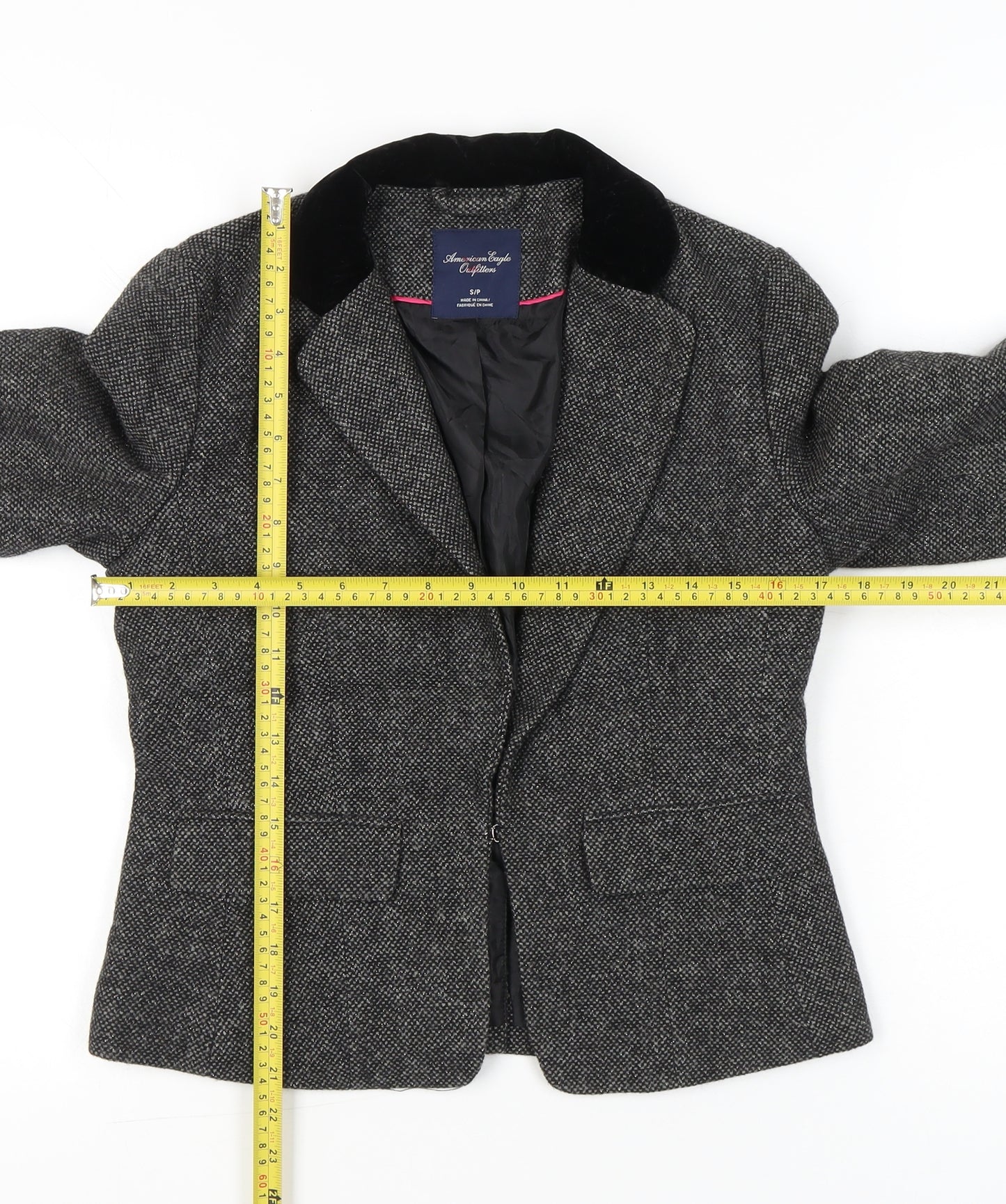 American Eagle Outfitters Women’s Grey Wool Blend Tweed Blazer Jacket S