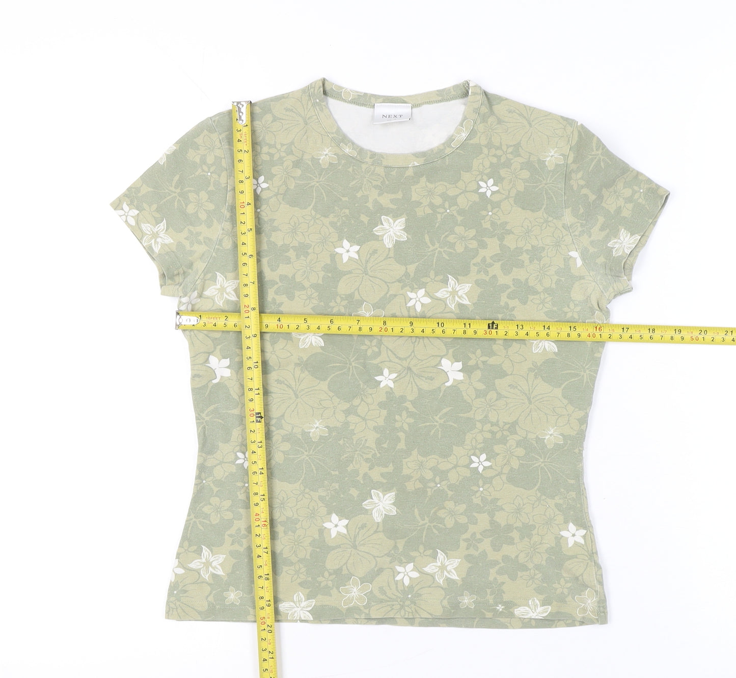Next Womens Green Floral Short Sleeve T-Shirt Size 12