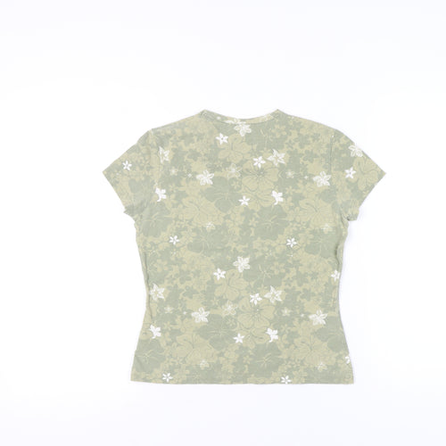 Next Womens Green Floral Short Sleeve T-Shirt Size 12