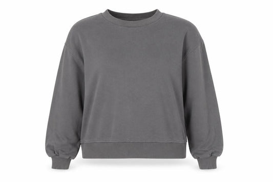 Front view of H&M Divided Women's Grey, size 12, Pullover Sweatshirt Cotton Blend