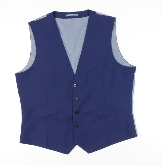 Burton Menswear London Men’s Blue Skinny Fit XL Waistcoat Formal Slim