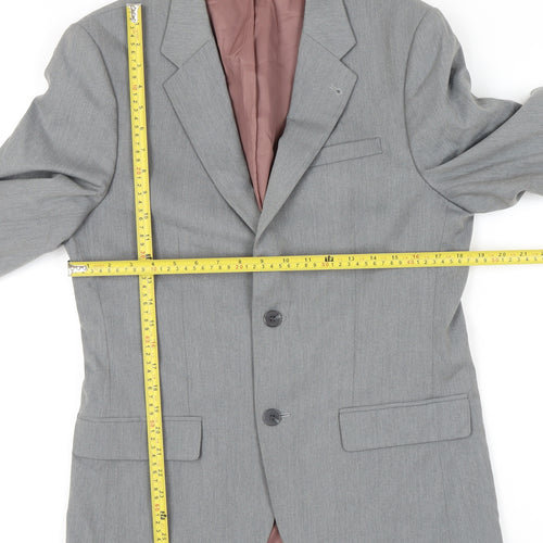 River Island Men's Grey 40R Blazer Jacket Two Button Notch Lapel