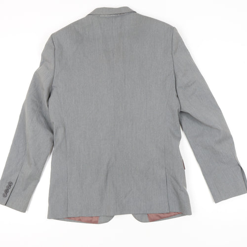 River Island Men's Grey 40R Blazer Jacket Two Button Notch Lapel