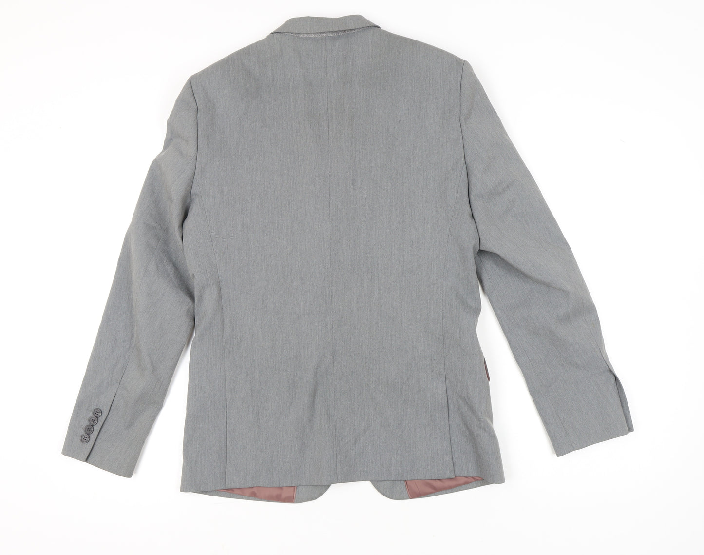 River Island Men's Grey 40R Blazer Jacket Two Button Notch Lapel