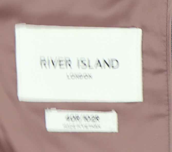 River Island Men's Grey 40R Blazer Jacket Two Button Notch Lapel