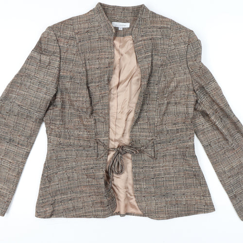 J Taylor Womens Brown Tweed Blazer Jacket Size 14 Workwear