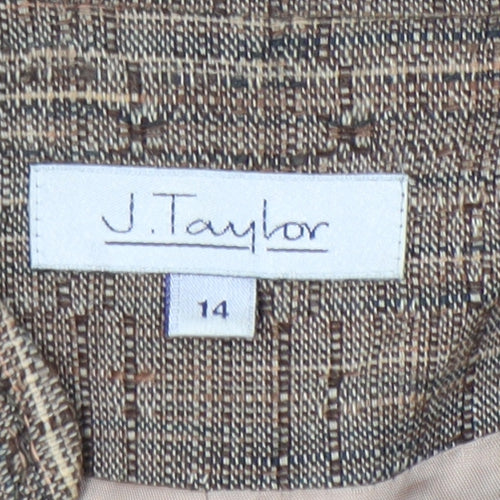 J Taylor Womens Brown Tweed Blazer Jacket Size 14 Workwear
