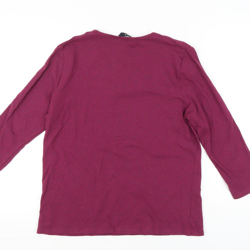 Isle Essentials Women Purple Size 14 Scoop Neck 3/4 Sleeve Top
