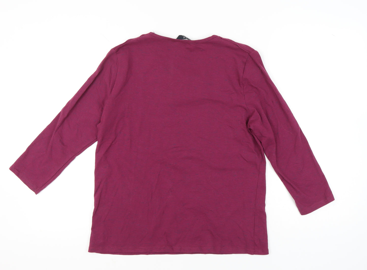 Isle Essentials Women Purple Size 14 Scoop Neck 3/4 Sleeve Top