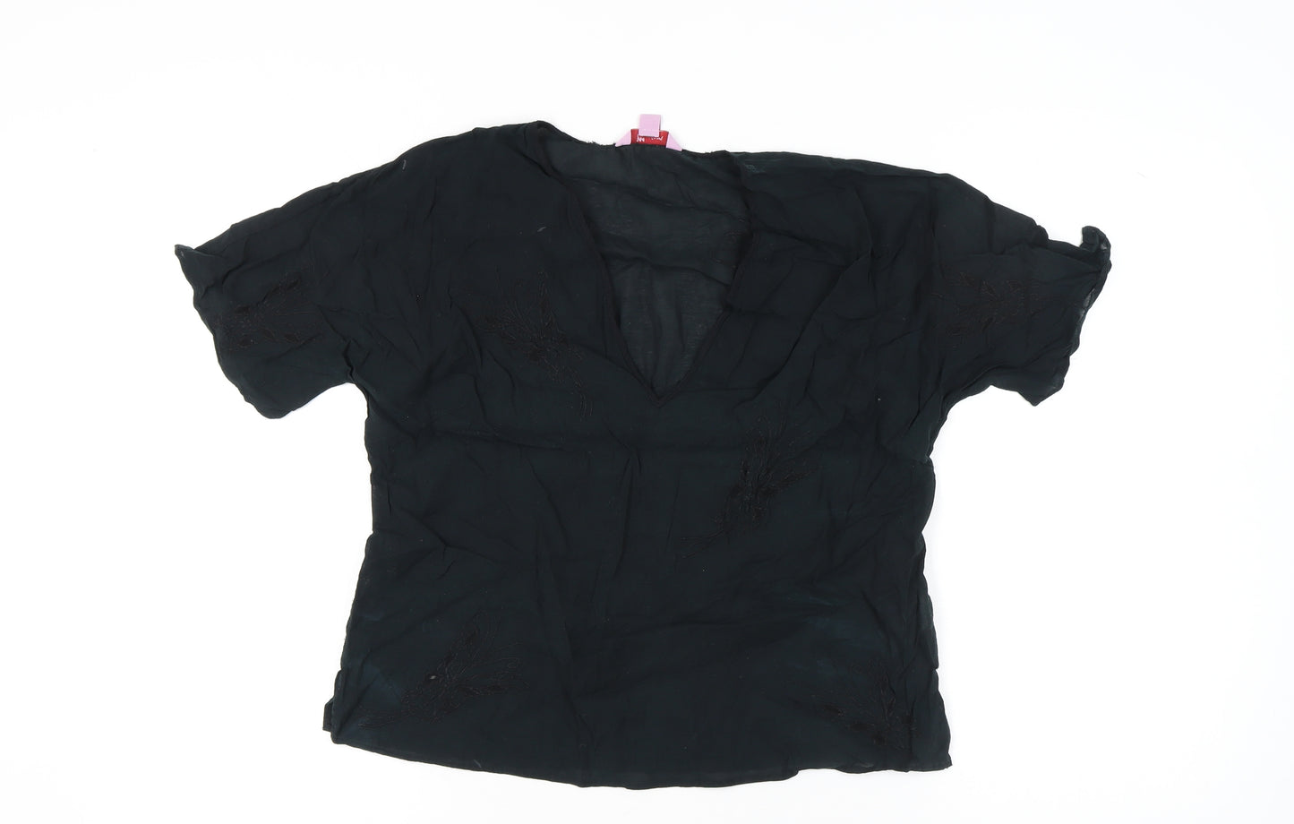 Monsoon Women’s Black Embroidered V-Neck Tunic Blouse Size 16