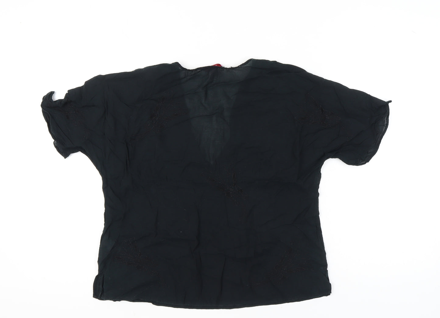 Monsoon Women’s Black Embroidered V-Neck Tunic Blouse Size 16