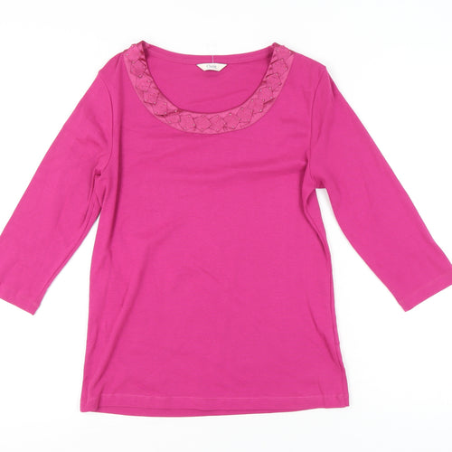 Marks and Spencer Womens Pink Embellished Scoop Neck T-Shirt UK 10