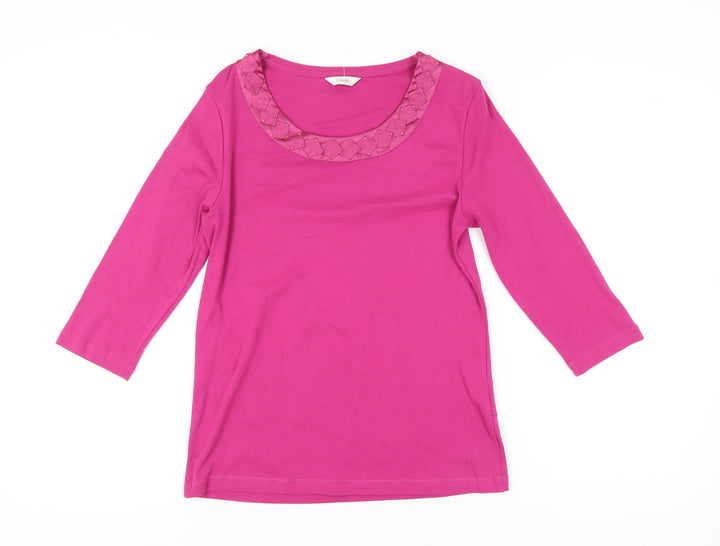 Marks and Spencer Womens Pink Embellished Scoop Neck T-Shirt UK 10
