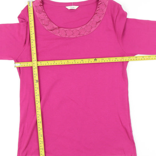 Marks and Spencer Womens Pink Embellished Scoop Neck T-Shirt UK 10
