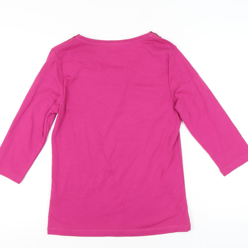 Marks and Spencer Womens Pink Embellished Scoop Neck T-Shirt UK 10