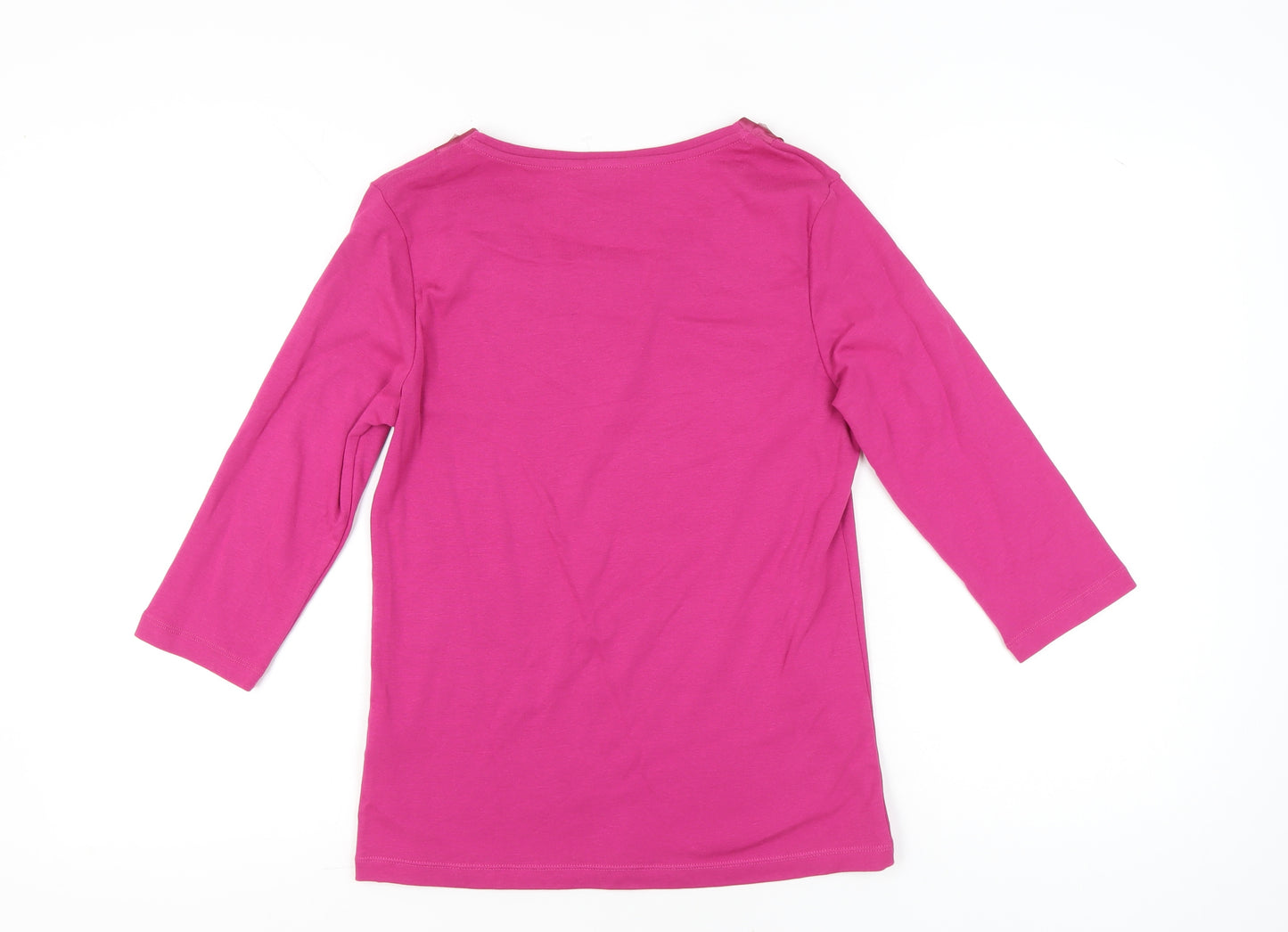 Marks and Spencer Womens Pink Embellished Scoop Neck T-Shirt UK 10
