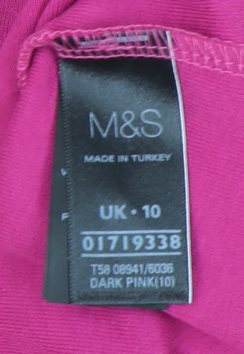 Marks and Spencer Womens Pink Embellished Scoop Neck T-Shirt UK 10