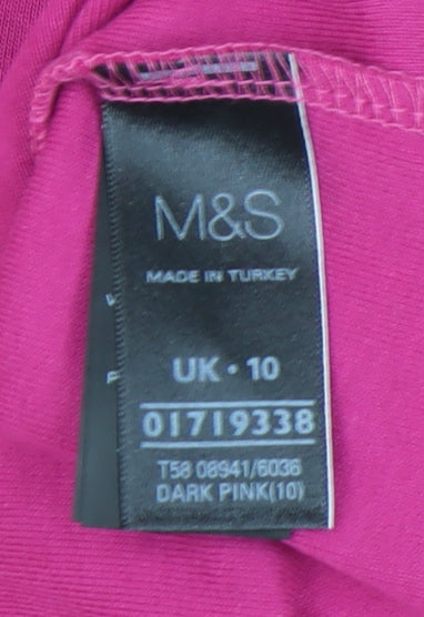 Marks and Spencer Womens Pink Embellished Scoop Neck T-Shirt UK 10