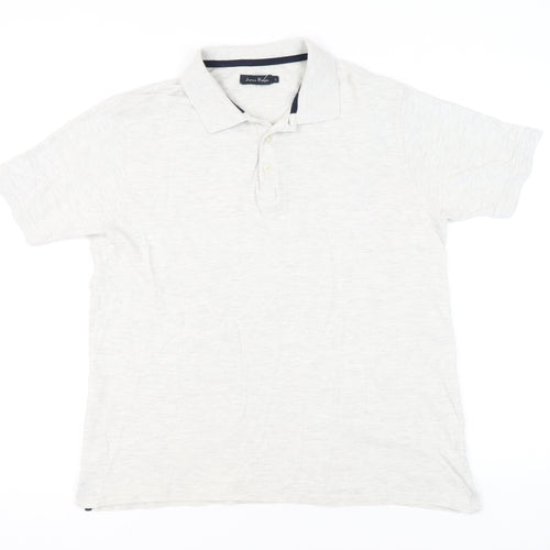 James Pringle Mens Ivory Polo Shirt L Cotton Blend Casual