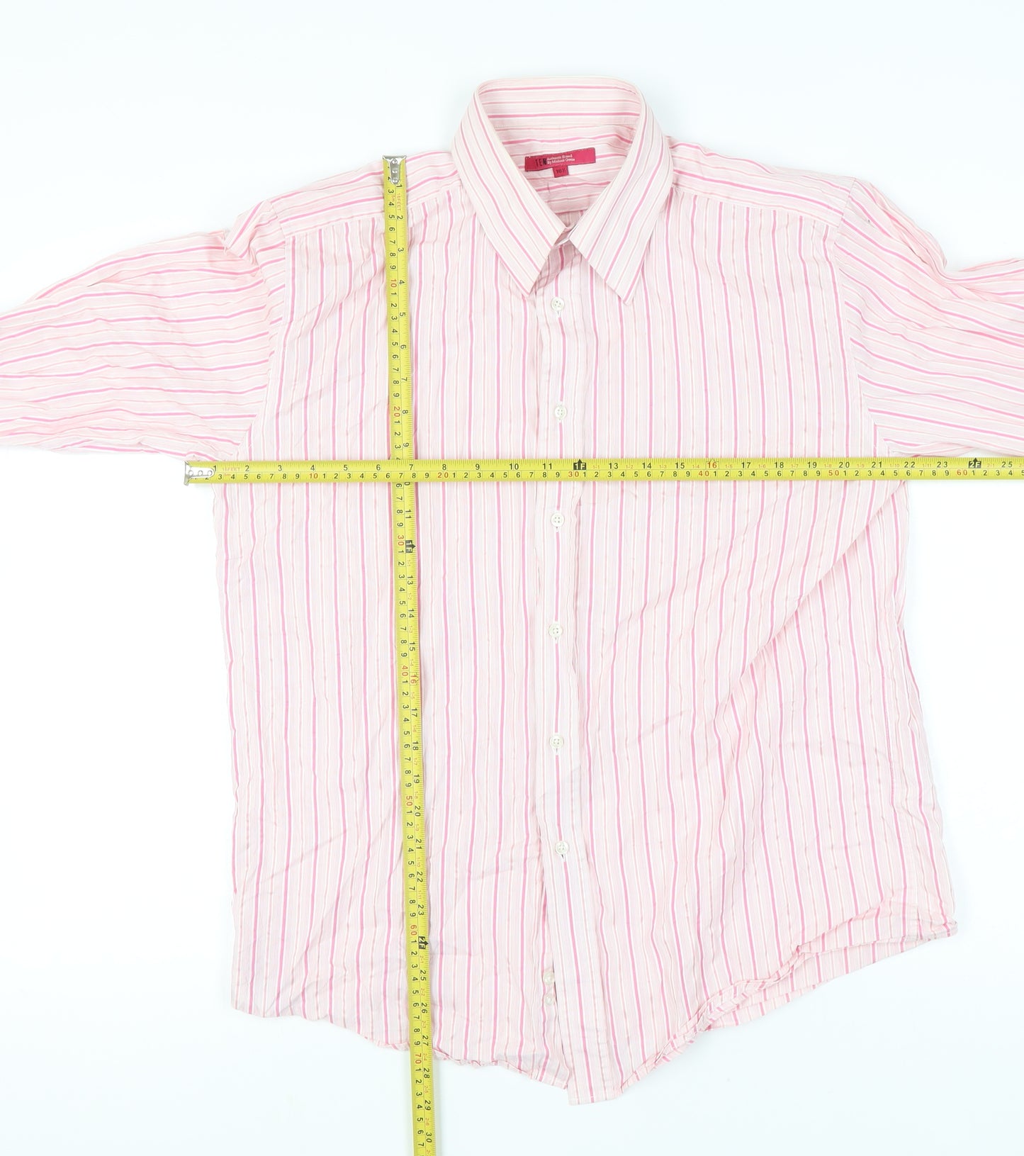 TEN Michael Owen Men’s Pink Striped Long Sleeve Shirt Size 16.5