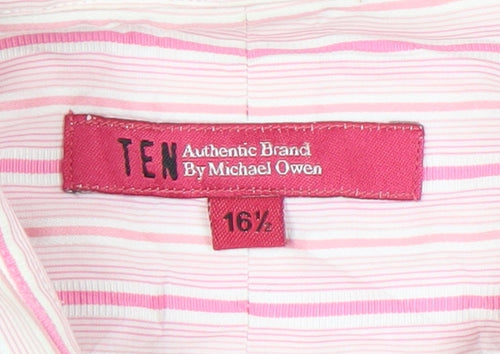 TEN Michael Owen Men’s Pink Striped Long Sleeve Shirt Size 16.5