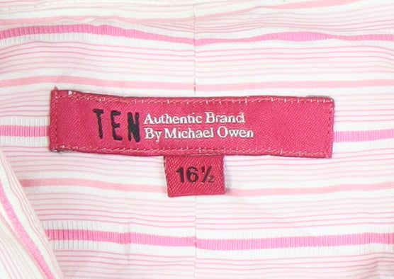 TEN Michael Owen Men’s Pink Striped Long Sleeve Shirt Size 16.5