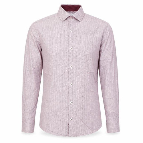 T.M. Lewin Mens Red Slim Fit Geometric Cotton Dress Shirt S