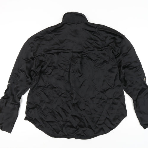 Zara Women’s Black XS Satin Button-Up Long Sleeve Shirt